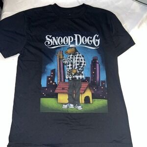 Snoop Dogg Unisex‎ Medium Black Short Sleeve Hip Hop Rap Graphic Spell Out 296